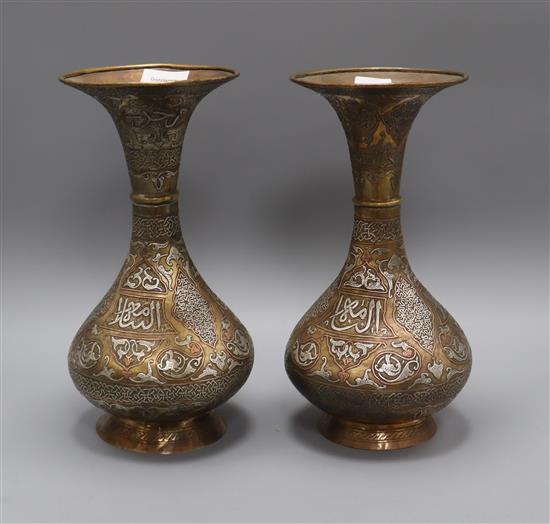 A pair of Cairoware vases height 31cm